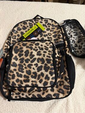 Wonderkids Leopard Print Backpack - Black & Tan